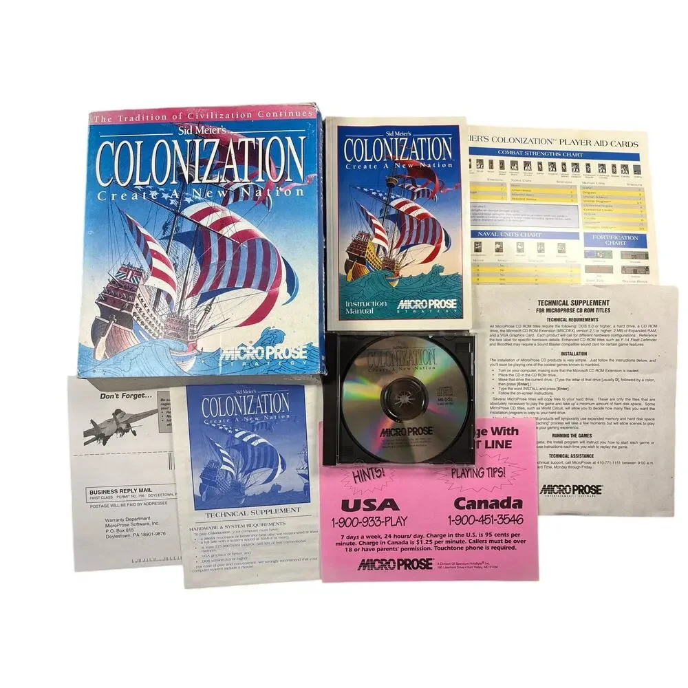 Sid Meier's Colonization Big Box PC Game MicroProse 1994 Strategy Civilization